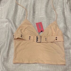 Edikted Stylish beige halter Top with Belt Detail